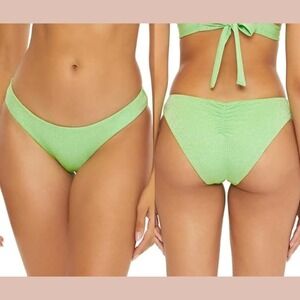 NWT BECCA [ Medium ] Glimmer Adela Hipster Bikini Bottom Sea Foam Green‎ U1327